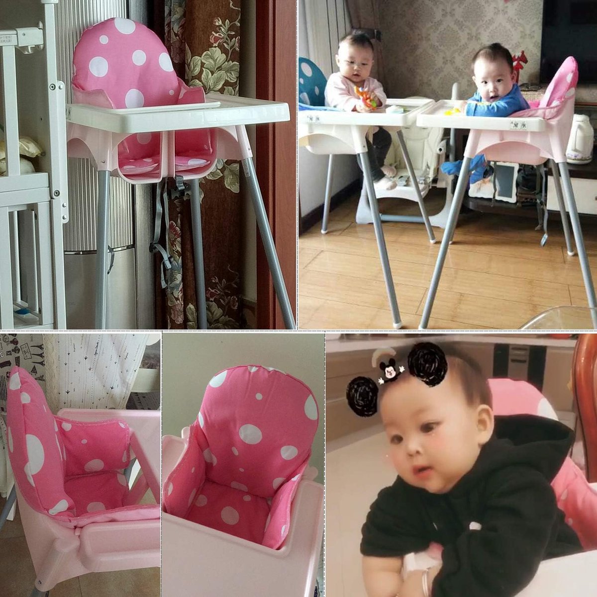 SnelShoppen - Zachte Zitting Kussen Geschikt voor Antilop Kinderstoel, Wasbare, Draagbare Hoogstoel Inlegmat, Extra Comfort, Splash-proof, Roze