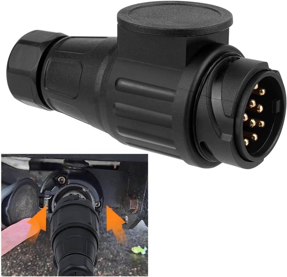 SnelShoppen - 13 Pin Trailer Plug - 12V Towbar Adapter - Duurzame Male Male Aansluiting voor Caravan, Tractor en Trailer Signalering