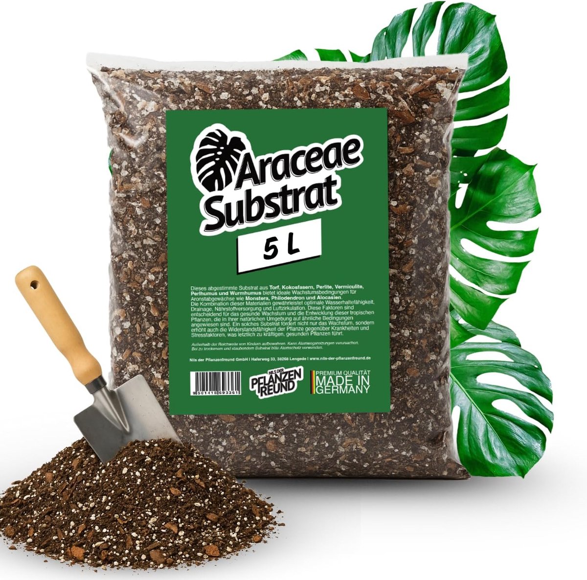 SnelShoppen - Monstera Potgrond (5 L) - Aroid Mix voor Monstera, Philodendron, Alocasia - Voedzame Potgrond voor Gezonde Groei en Sterke Wortels