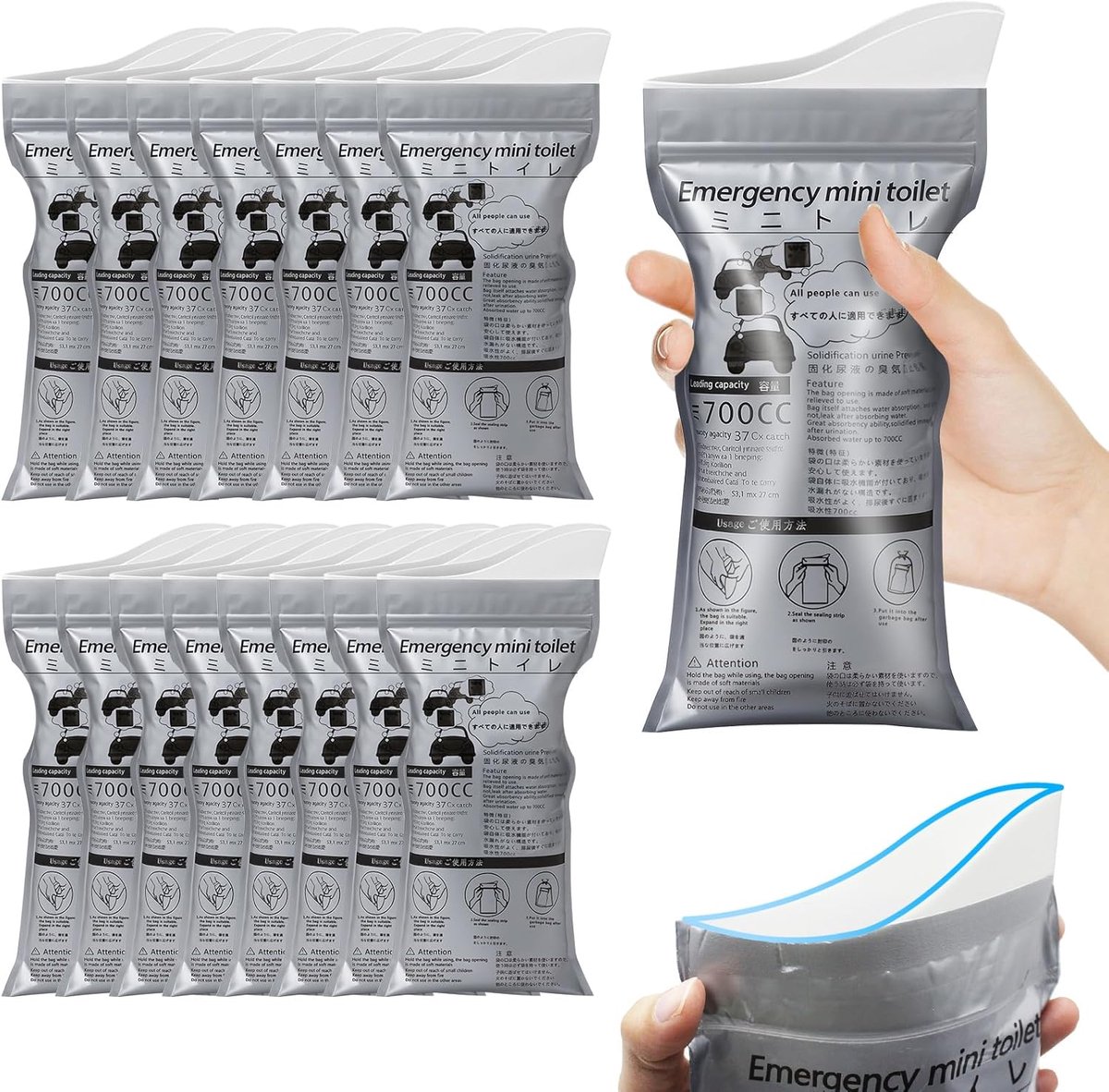 SnelShoppen - 700 ml Urine Bag - 15 Stuks - Draagbare 2-in-1 Urinal en Braakzak - Lekvrij Noodtoilet - Ideaal voor Reizen, Verkeer, Kamperen - Maximaa