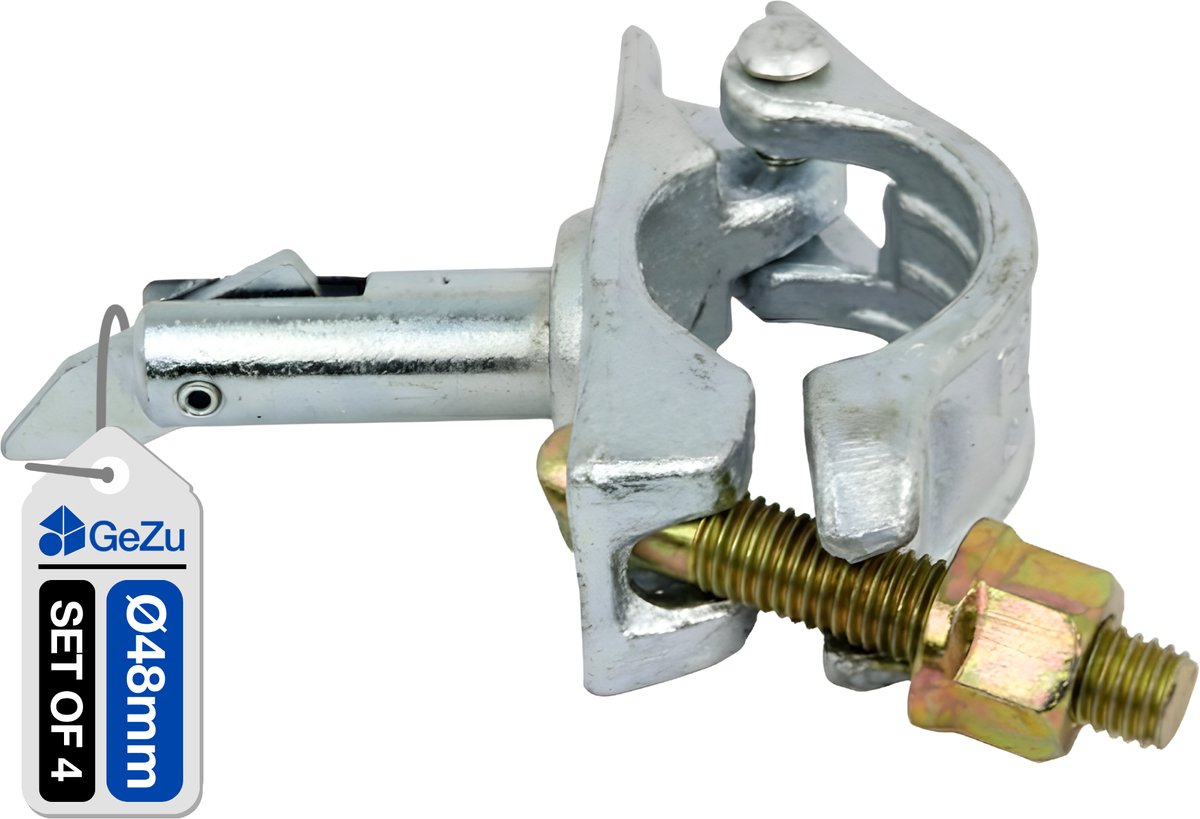 GeZu Impex Steigerkoppeling Thermisch verzinkt Set van 4 48 x 48 mm draaikoppeling klem voor steiger koppelstuk constructiebuis