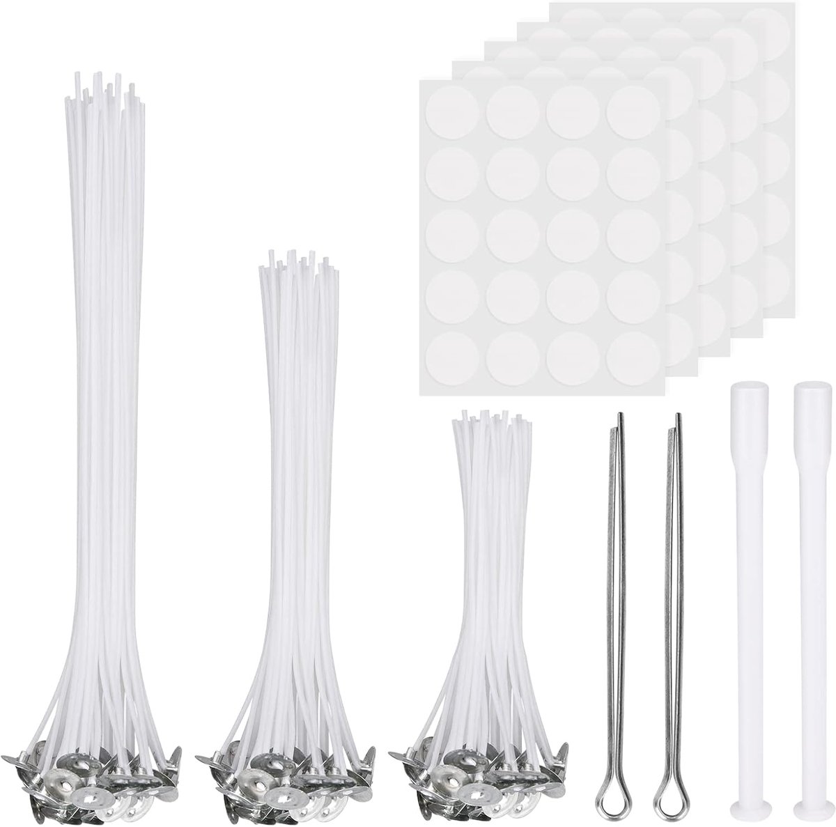 Thijox - VIKY Lichtlont - 100 Stuks - Niet-Roken - DIY Kaarsen Maken - Aromatherapie - Drie Lengtes (10/15/20 cm) - Wit - Perfect voor Feesten en Deco