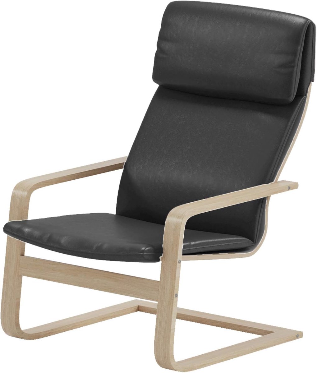 SnelShoppen - Pello Stoel Vervangende Cover - Duurzaam Faux Leer Zwart - Geschikt voor Pello Armstoel en Relaxfauteuil - Hoogwaardige Kwaliteit - 8.6x
