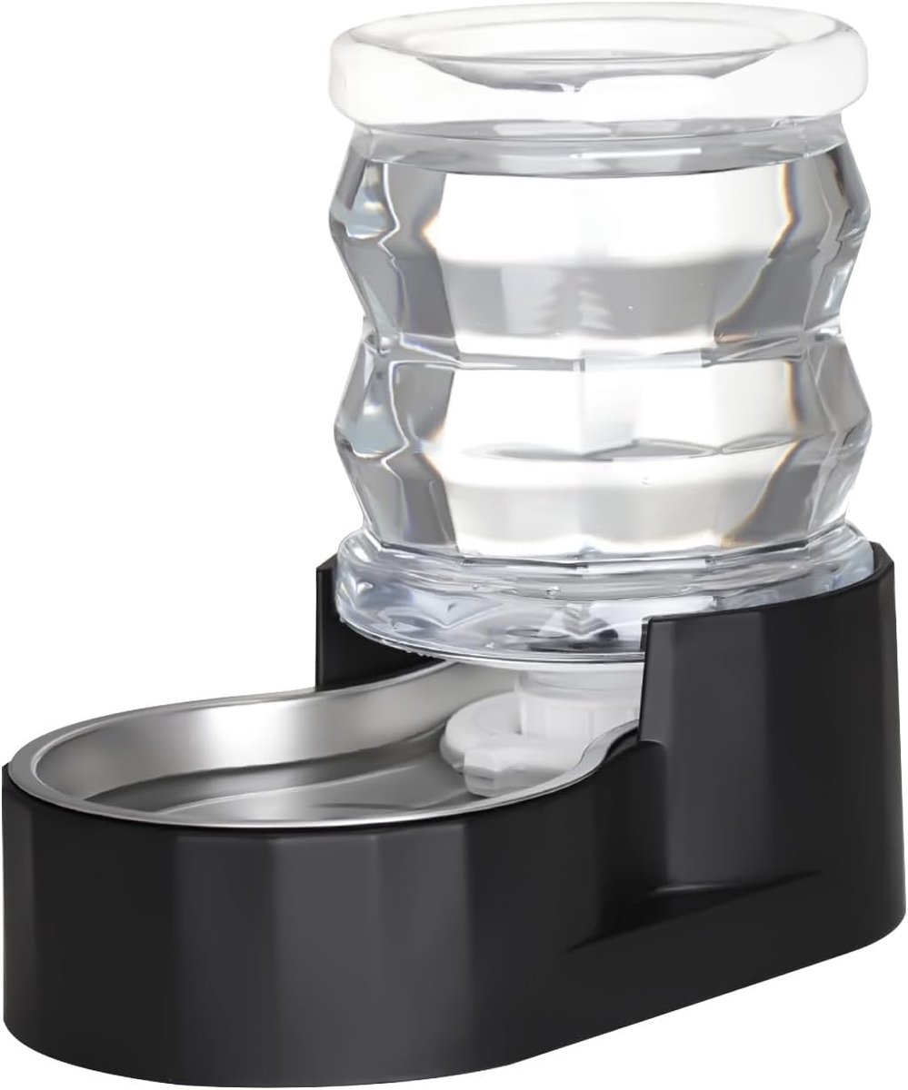 SnelShoppen - Automatische Gravity Dispenser voor Katten - 4L Zwarte RVS Waterbak Voeder voor Thuis en Buiten - Ideaal voor Katten en Kittens