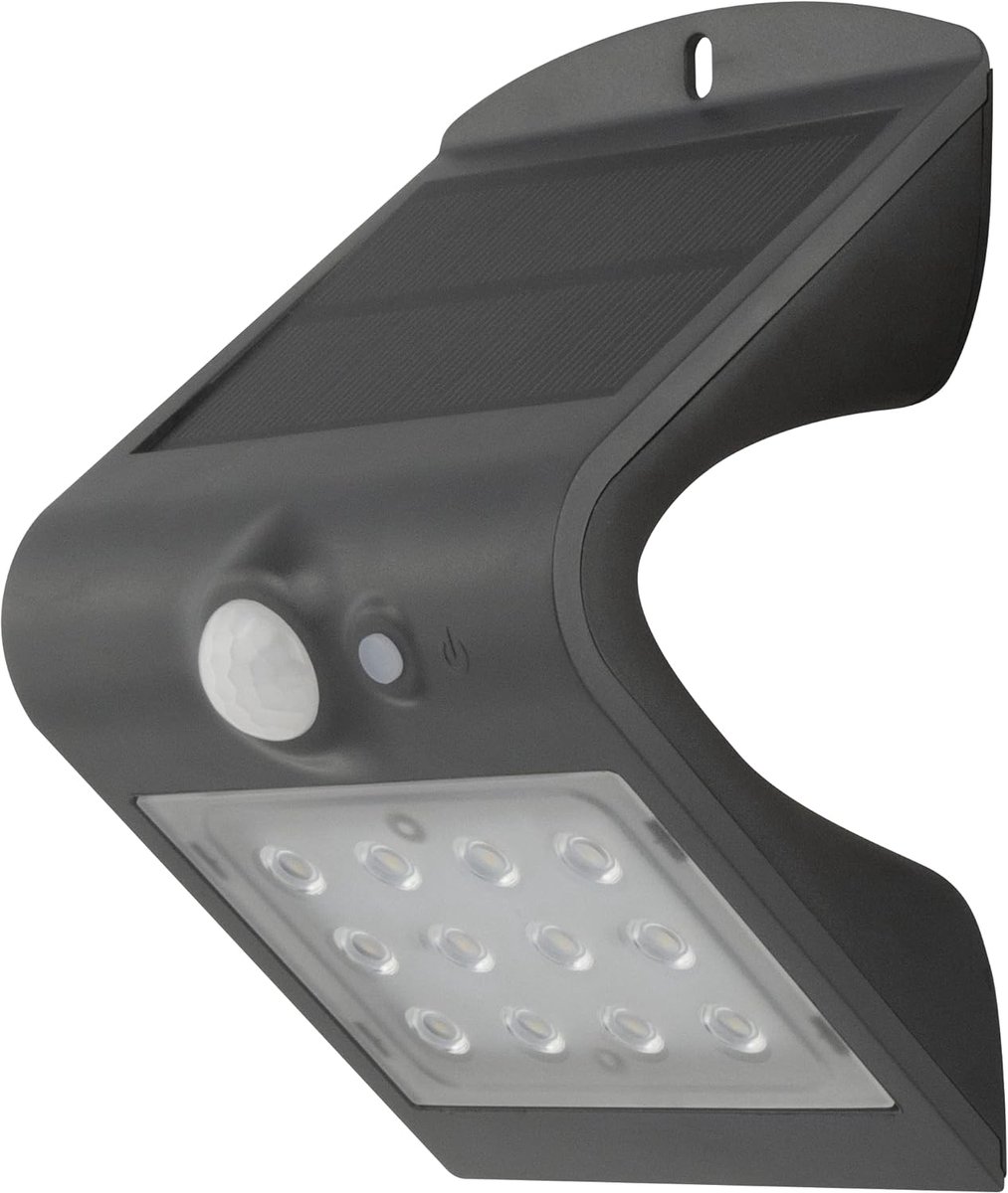 SnelShoppen - Solar Buitenlamp met Bewegingssensor IP65 - Draadloze Tuinverlichting - 1200 mAh Li-Ion - 1.5 W - Antraciet voor Veiligheid en Sfeer in