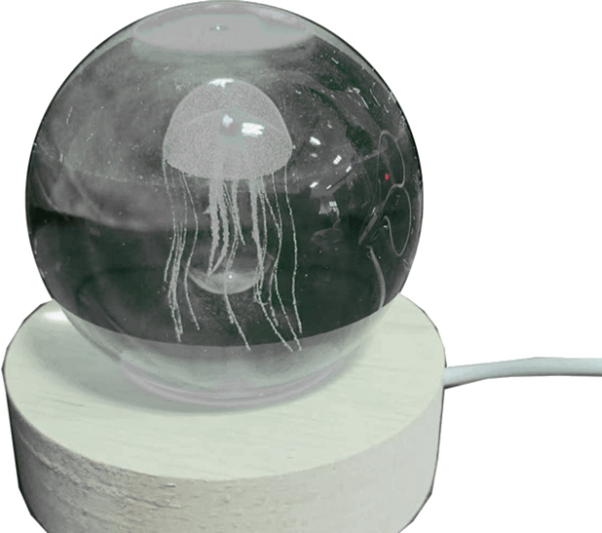 Kristallen bol met kwal 60mm - Beeldje - Glazen bol met kwal- Bol met verlichting