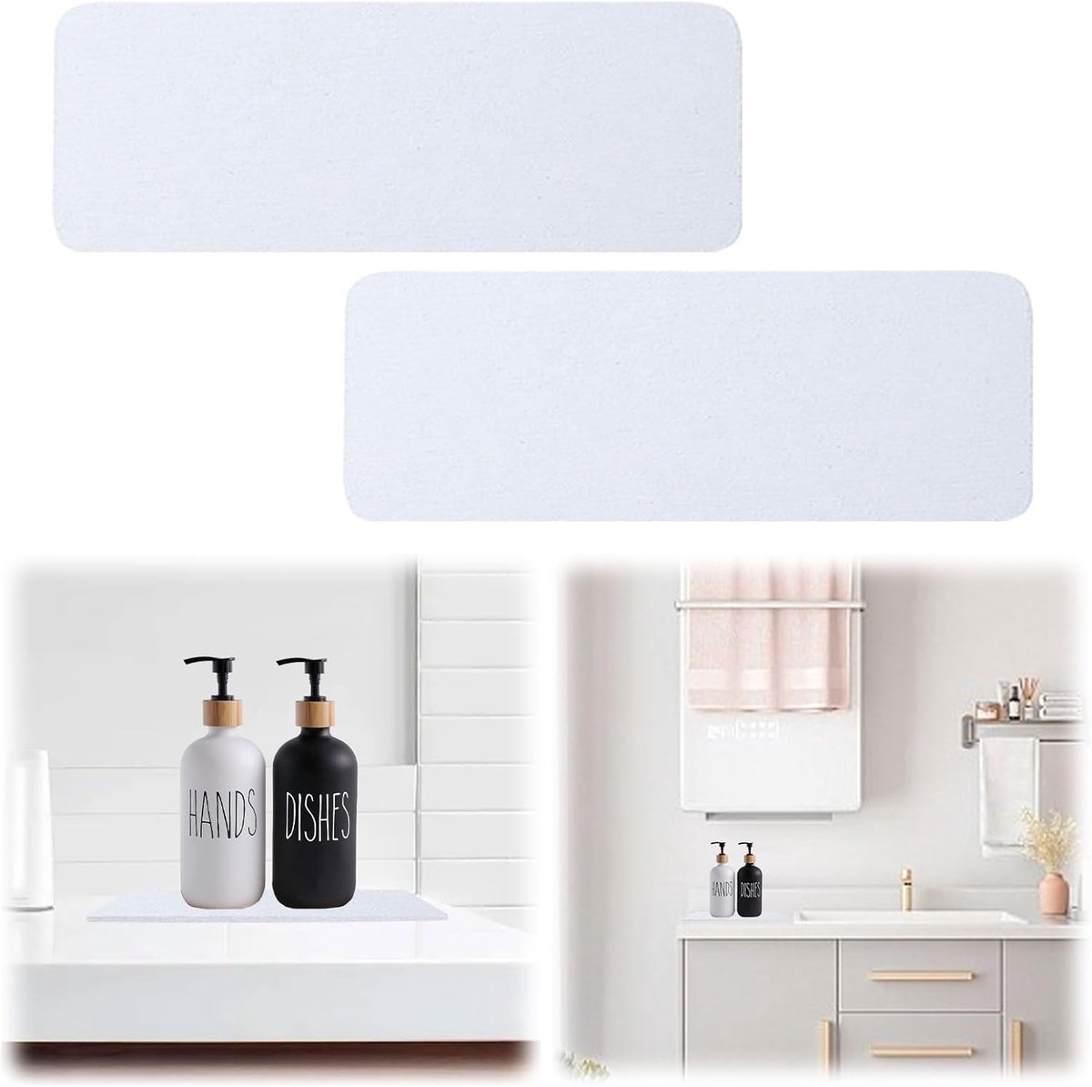 SnelShoppen - 2x Waterabsorberende Steen Serveerschalen 22x8cm Coasters Diatomiet Droogmat voor Spoelbak, Snelle Droogtijd en Optimale Absorptie