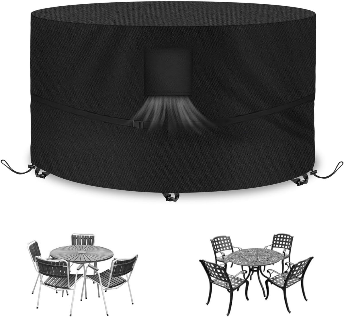 SnelShoppen - Tuinmeubelhoes Rond Ø163 x 80 cm - Waterdicht, Windproof, UV-bestendig - 420D Oxford Stoffen Bescherming voor Tuintafels, Stoelen, Sofas