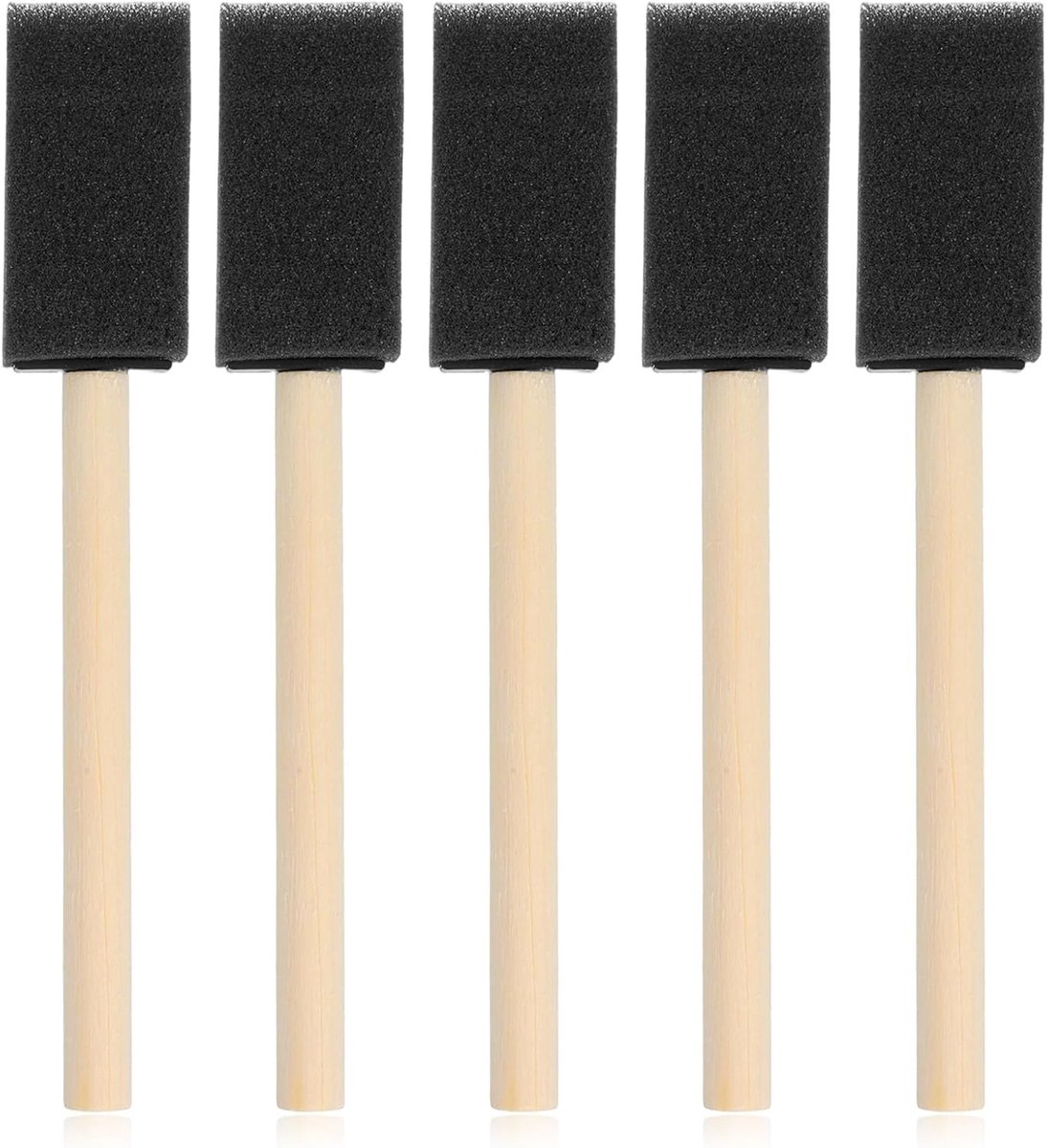 SnelShoppen - Pack van 5 Sponskwasten 2,5 cm - Schuimkwasten met Houten Handvat voor Schilderen, DIY Creatieve Projecten, Wasbare Schilder Sponges