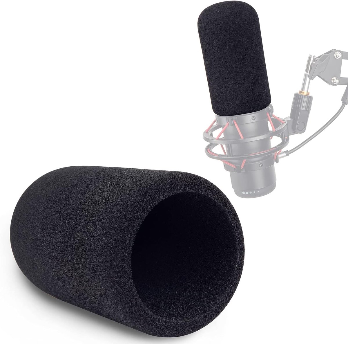 SnelShoppen - Foam Microfoon Case voor HyperX QuadCast - Windscreen & Popfilter - Vermindert Geluidsoverlast - Hoge Dichtheid Schuim - Rood - Professi