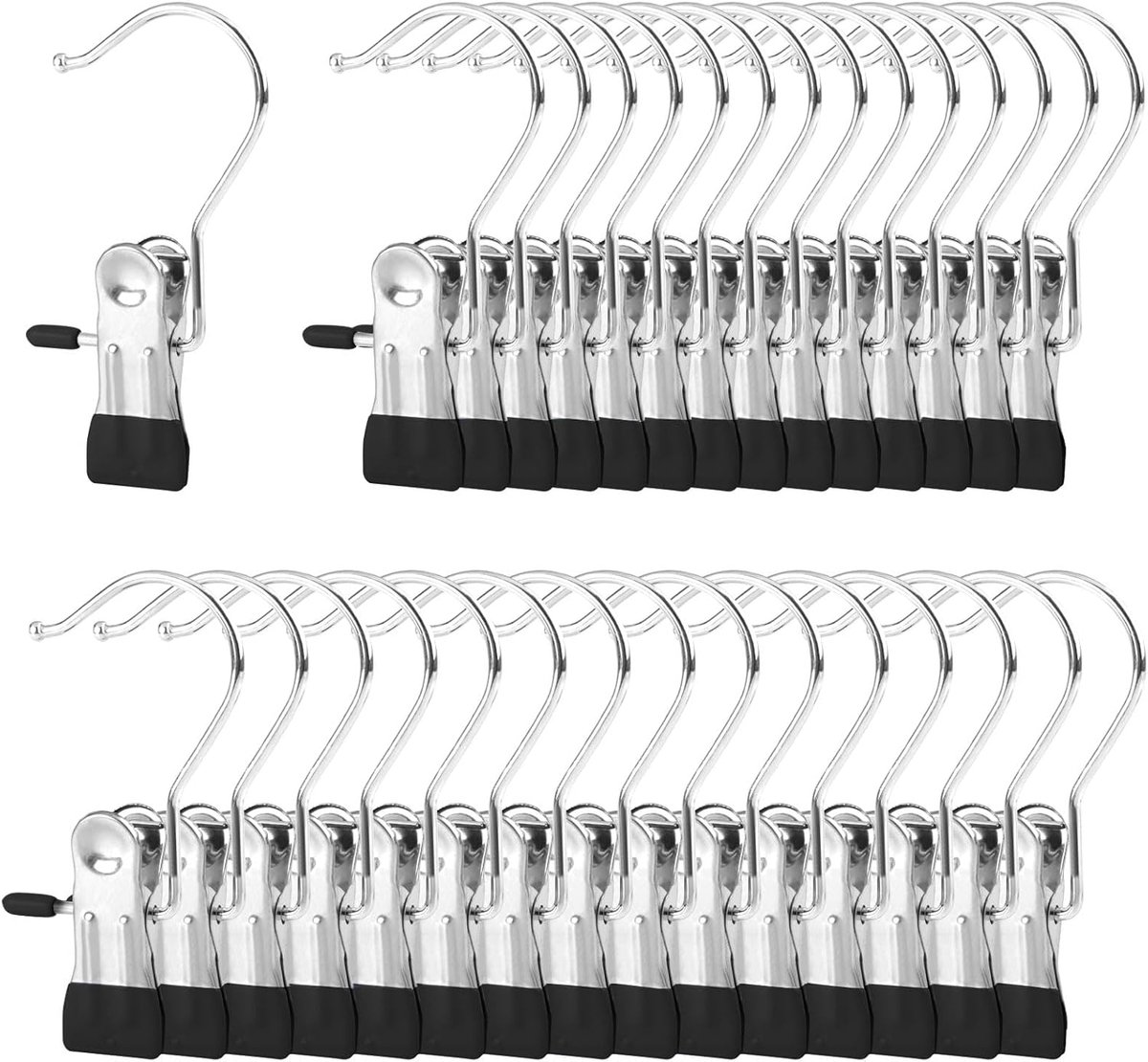 SnelShoppen - 30 Stuks Metalen Haakjes voor Botten en Kleding, Naadloze Sokclips, Rvs, Zwart, Duurzaam en Lichtgewicht, Perfect voor Thuis en Reizen