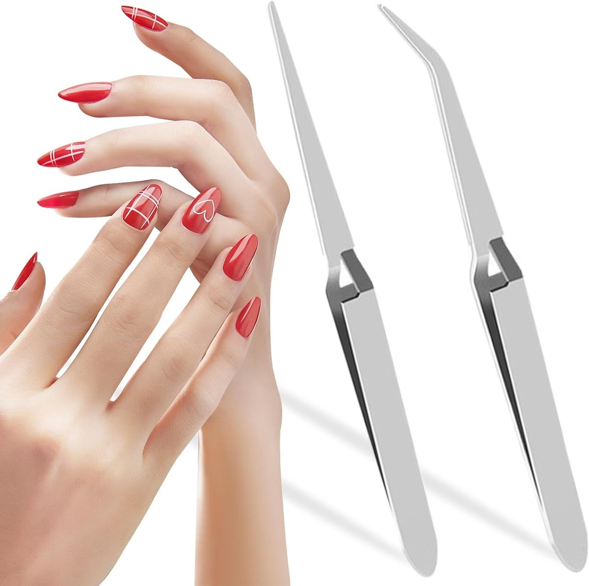 SnelShoppen - 2 x RVS Nail Tweezers - Multifunctionele Nagel Pincet - Professionele Nagel Plakkers - Nagelvormen Tool - Roestvrij Staal Nagel Gereedsc