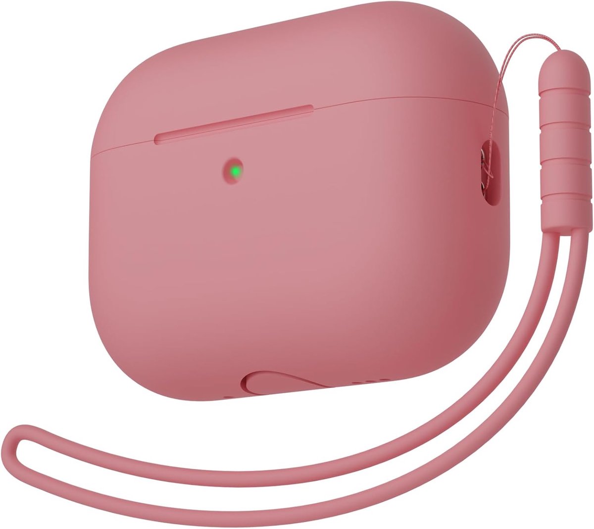 SnelShoppen - Silicone Case AirPods Pro 3e Generatie - Beschermhoes met Trekkoord en Zichtbare LED - Bean Pink - All-Around Bescherming voor Feest en