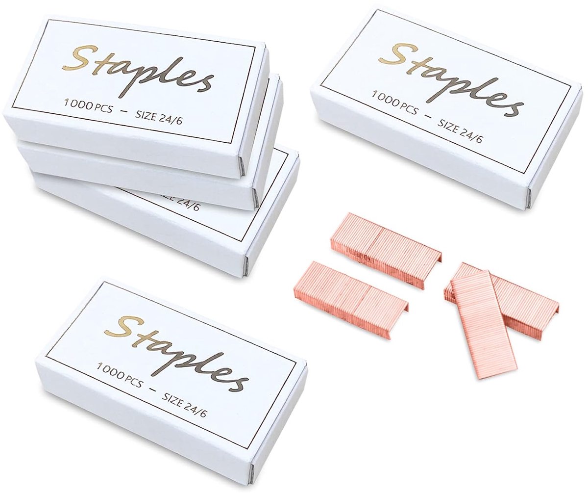SnelShoppen - Rose Gold Piles 24/6mm - 5000 Stuks voor Bureau Hechtmachine - 1/4" Lengte Been - Verpakt in 5 Dozen - Perfect voor Kantoor en Creatieve