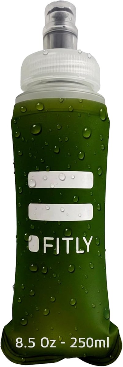 SnelShoppen - Vouwbare Waterfles 250 ml - Eco-vriendelijk, Compact, Perfect voor Sport, Wandelen, Camping, Forest Green