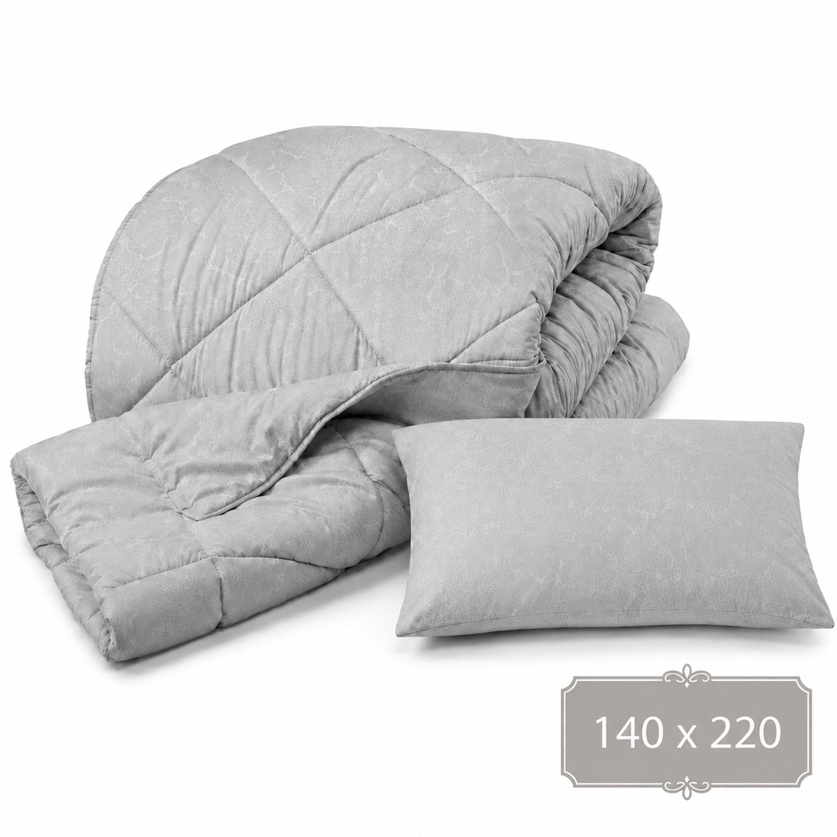 Dekbedset - 140x220 - inclusief 1 Kussensloop - Lichtgrijs - Hotelkwaliteit - Zacht, Warm, Ademend - All Season - Wasbaar
