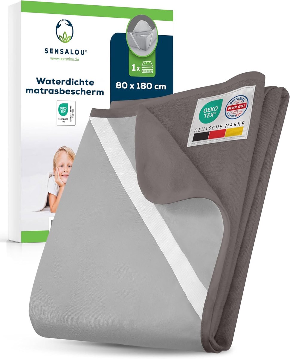 SnelShoppen - Waterproof Matras Overtrek 80 x 180 cm Grijs - Ademend Badstof Matrasbeschermer voor Eenpersoonsbed en Logeerkamer, Geruisloos, Wasbaar