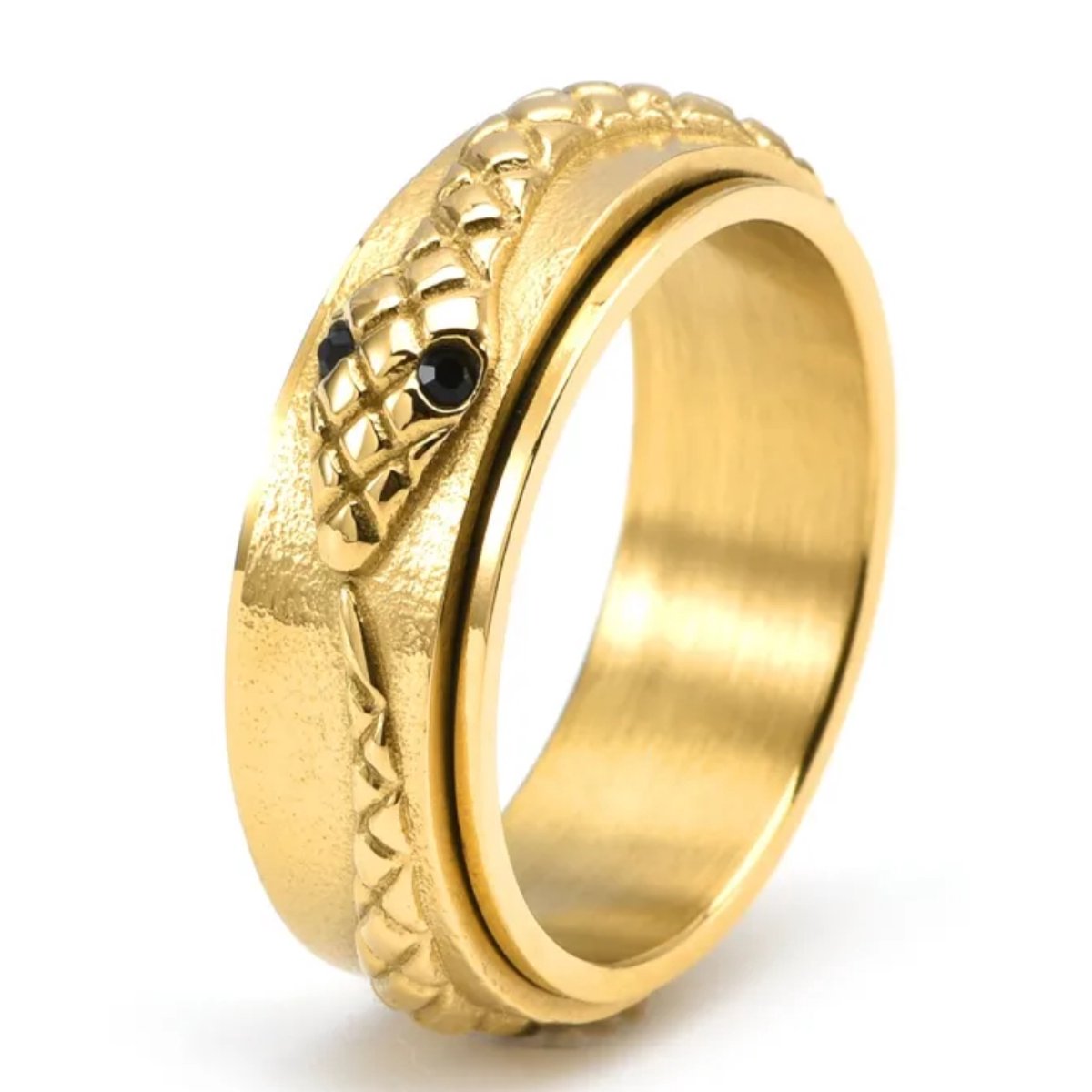 Anxiety Ring - (Slang) - Stress Ring - Fidget Ring - Anxiety Ring For Finger - Draaibare Ring - Spinning Ring - Spinner Ring - Goudkleurig RVS - (20.75 mm / maat 65)