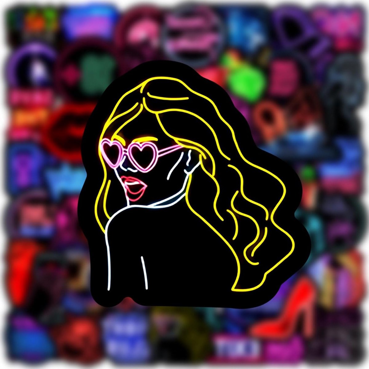 Kleurrijke Neon Stickers Set van 50 Stuks voor Auto, Fiets, Skateboard en Laptop, Perfect voor Feestjes en Creatieve Projecten