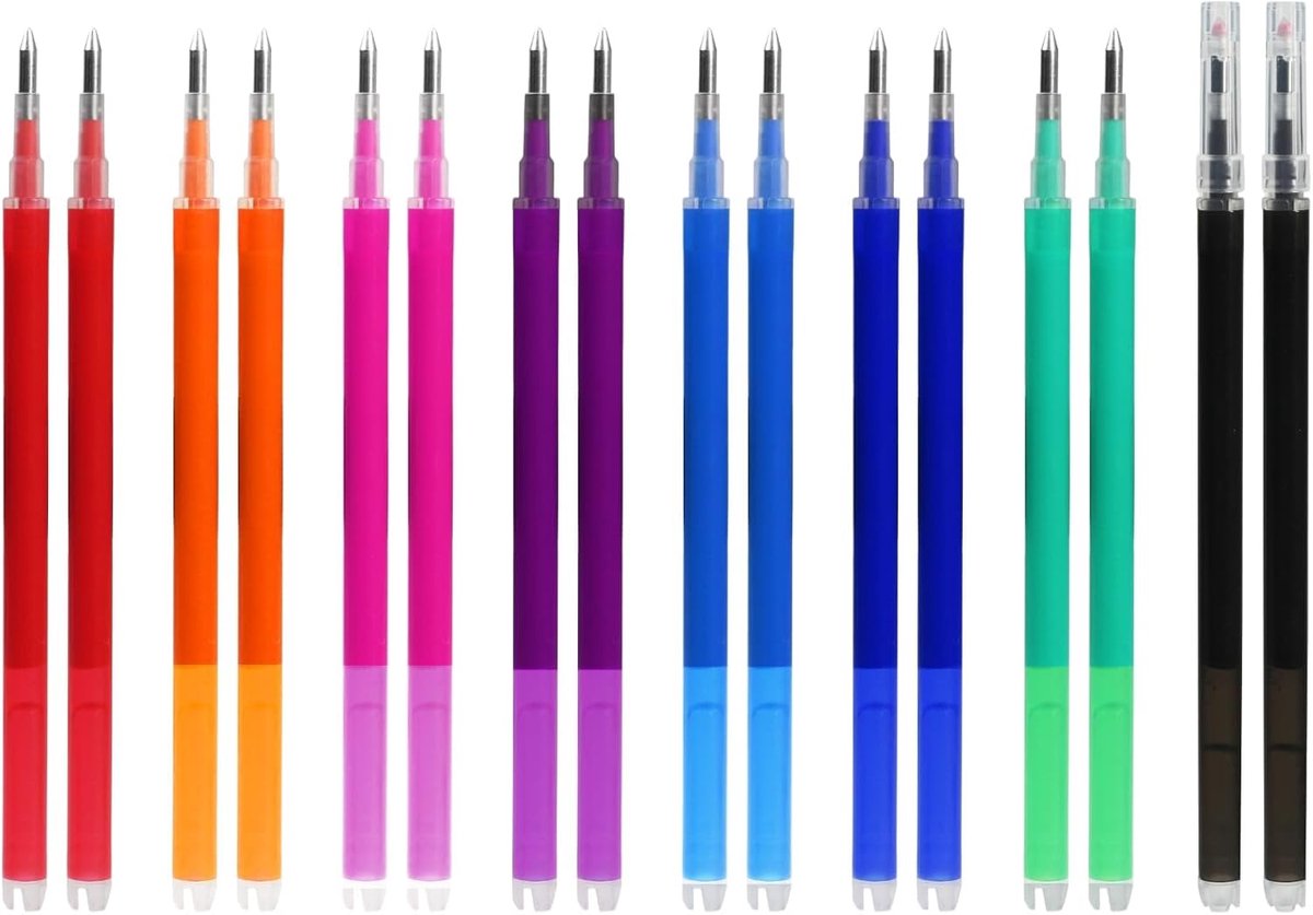 SnelShoppen - 16 Erasable Gel Pen Refills 0.7 mm - Geschikt voor Diverse Merken - 8 Kleuren - Ideaal voor School, Kantoor en Creatief Gebruik