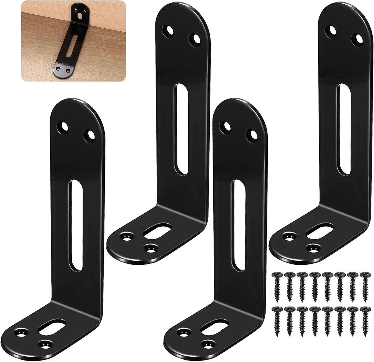 Hoekverbindingen - Verstelbare Bevestigingshoeken - Meubelreparatie - Verstelbare L-vorm - 140x60 mm - Zwart