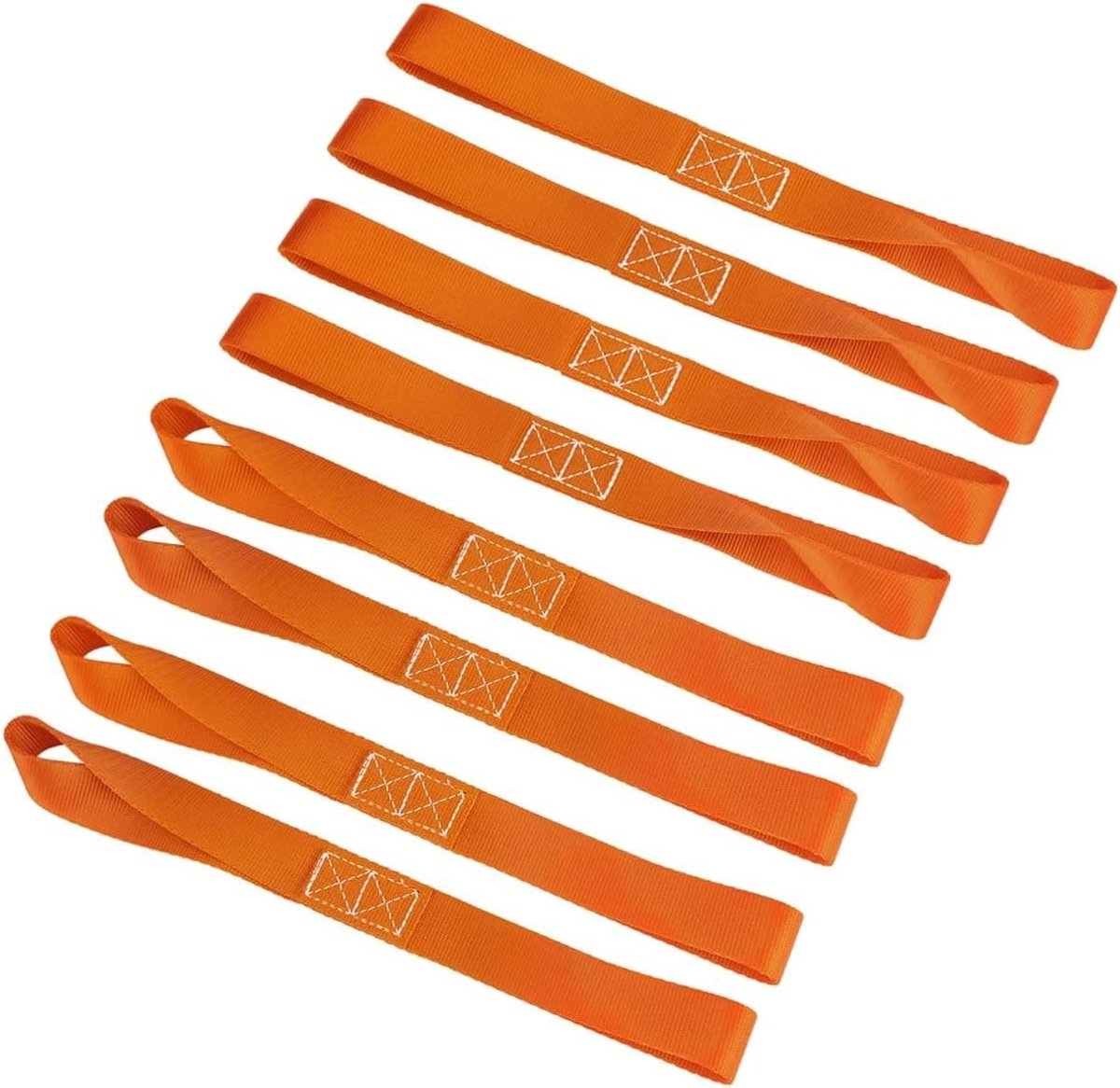 Dubbele Lashing Loops voor Motorfietsen, ATV's, UTV's en Fietsen - 2300 Pond Capaciteit, 8 Stuks Oranje Tie Down Straps