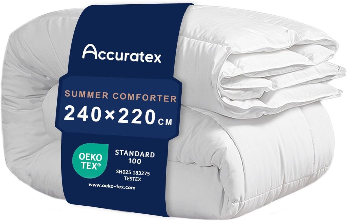 SnelShoppen - Lichtgewicht Dekbed 240x220 cm, 250 g/m², Dun Zomer Dekbed met Fluffy Microfiber Vulling voor Allergieën, Zacht Dekbed met 8 Hoekbanden