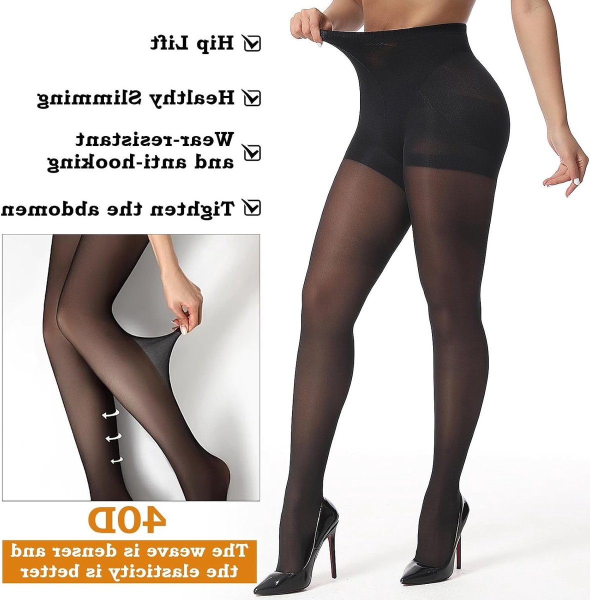 Elegante Compressiekousen voor Dames, 30 Denier, Hoog Taille, Elastisch en Comfortabel, Ideaal voor Vermoeide Benen