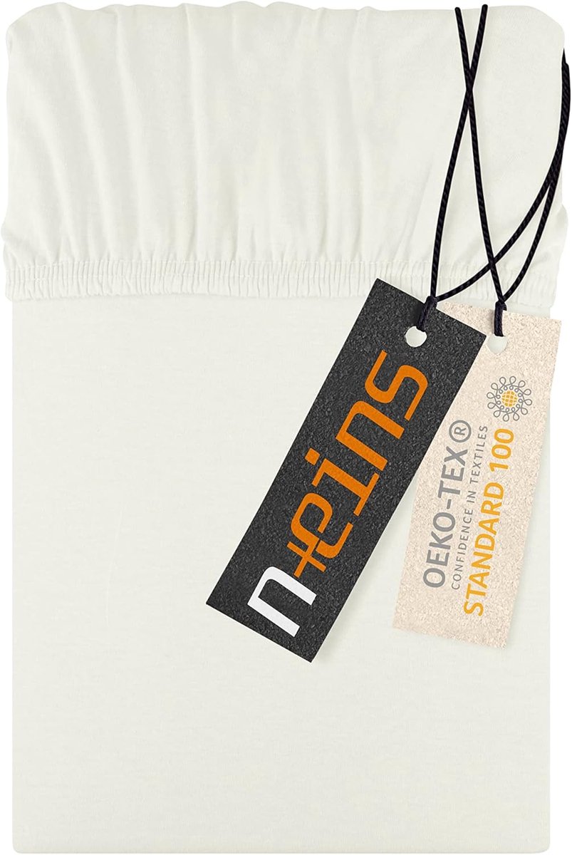 SnelShoppen - Jersey Fitted Sheet 100% Katoen - 22 Kleuren - 6 Maten - Perfect voor Standaard en Kinderbedden - Natuurlijke Wit