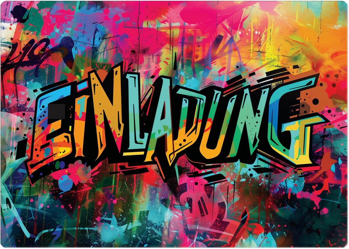 SnelShoppen - 12 x Graffiti Verjaardagsuitnodigingen - Hippe en Trendy Uitnodigingskaarten voor Feest, Kleurrijk Ontwerp, Perfect voor Jongeren en Kin