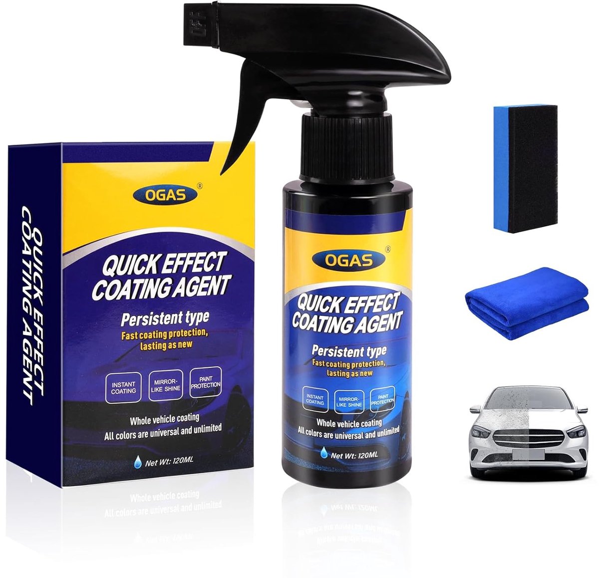SnelShoppen - Hainue Quick Effect Coating Agent Auto Spray, 3-in-1 Ceramische Coating voor Auto, Hoge Bescherming en Glans, Snelle Bescherming voor Vo