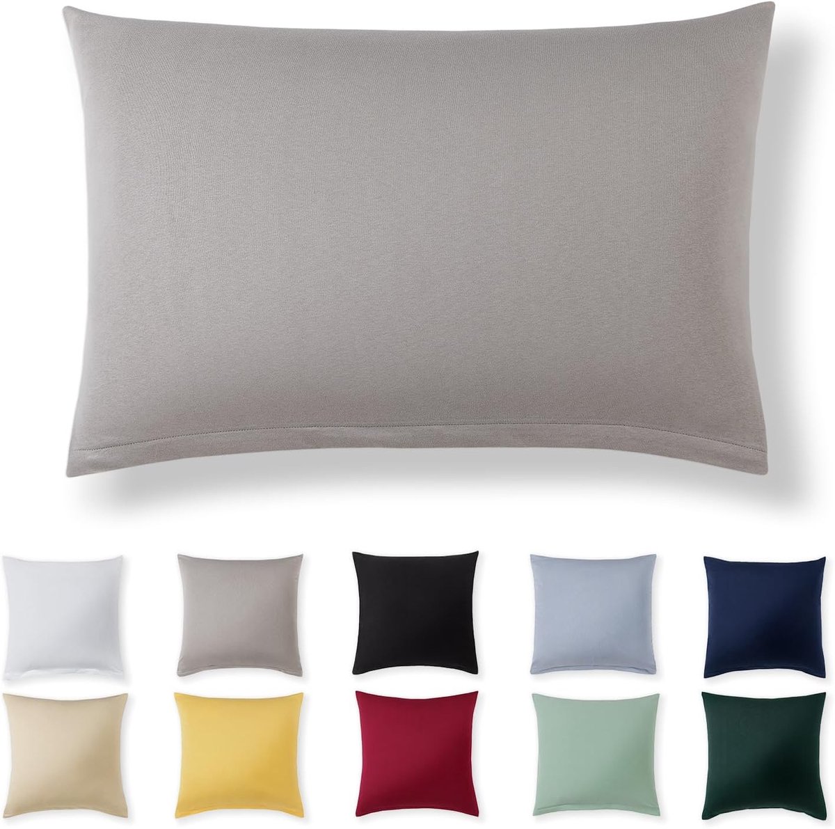 SnelShoppen - Alreya Kussenhoes 40 x 60 cm - Lichtgrijs - 100% Jersey Katoen - Super Zachte Kussenhoes met Rits voor Comfortabel Slapen