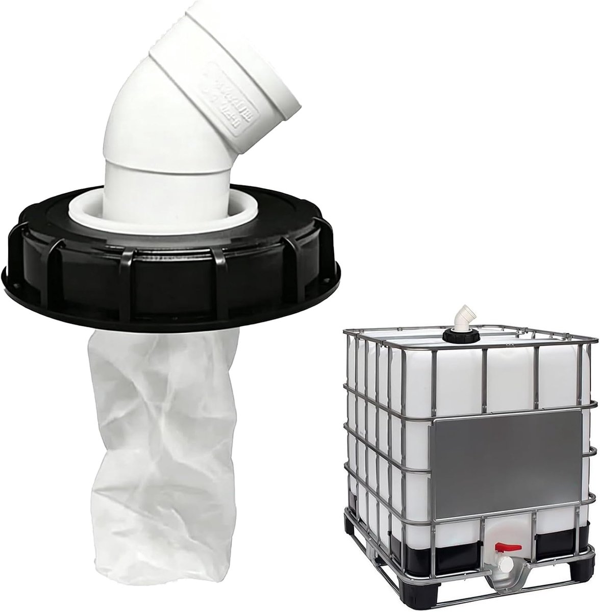 SnelShoppen - IBC Dekselfilter 45 graden - Nylon Regenwaterfilter - Uitwasbaar - 163 mm Tankdeksel - Waterfilter voor IBC-tankaccessoires - DN 150-165