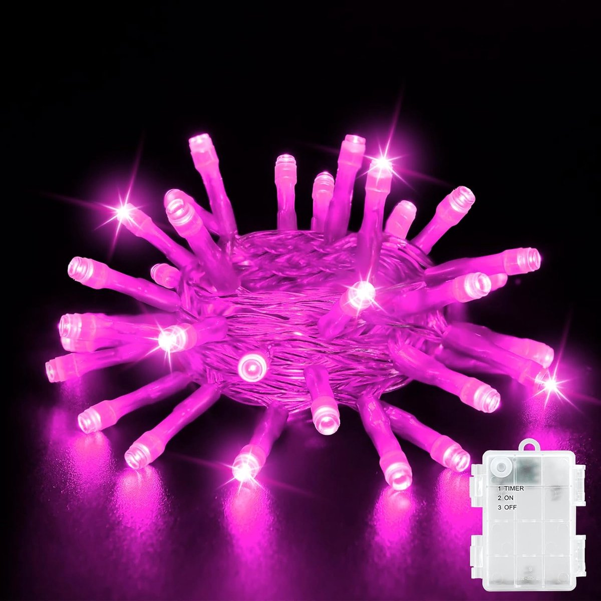 SnelShoppen - Roze Fairy Lights met Timer 3 Meter - 30 LED Lichten - Buitenslingers met 6 Uur Timer - IP65 Waterdicht - Perfect voor Kerstdecoratie, T