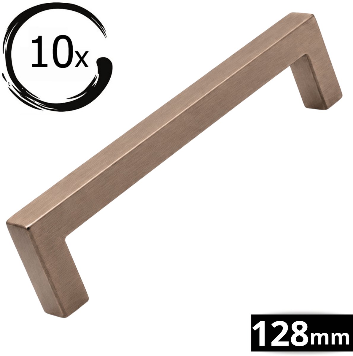 Handgreep 128mm RVS Rose Brons – Set 10 Stuks – Dallas