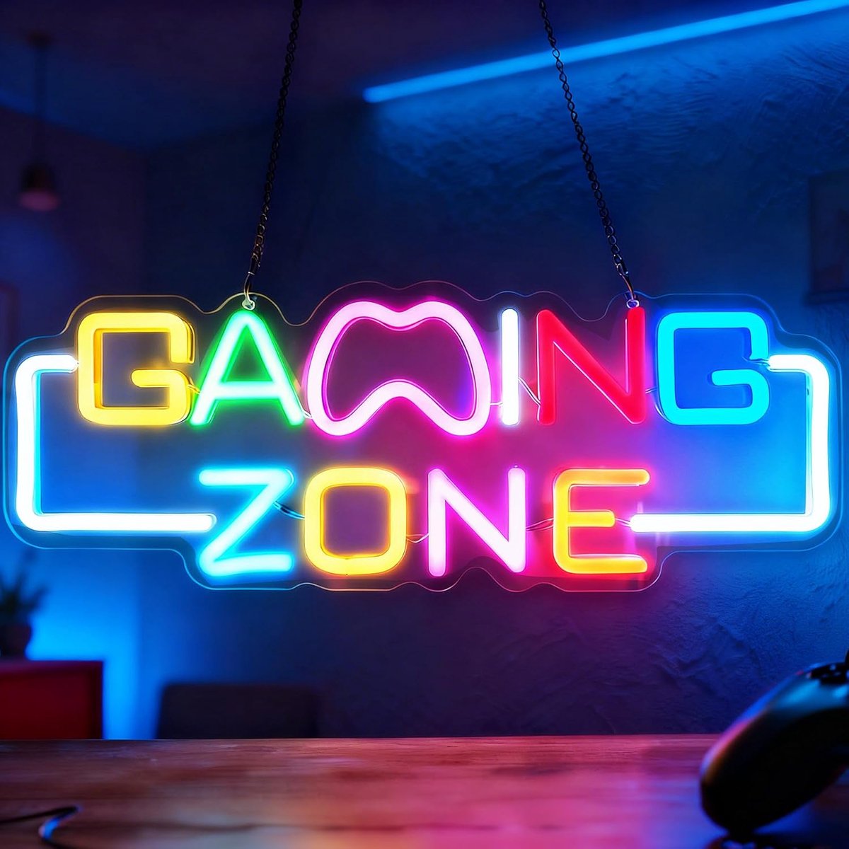 SnelShoppen - Gaming Zone Neon Sign - Kleurrijke LED Gaming Bord voor Muur - Neon Gamer Bord voor Speelkamer - Game Zone Neon Licht Bord voor Speelgeb