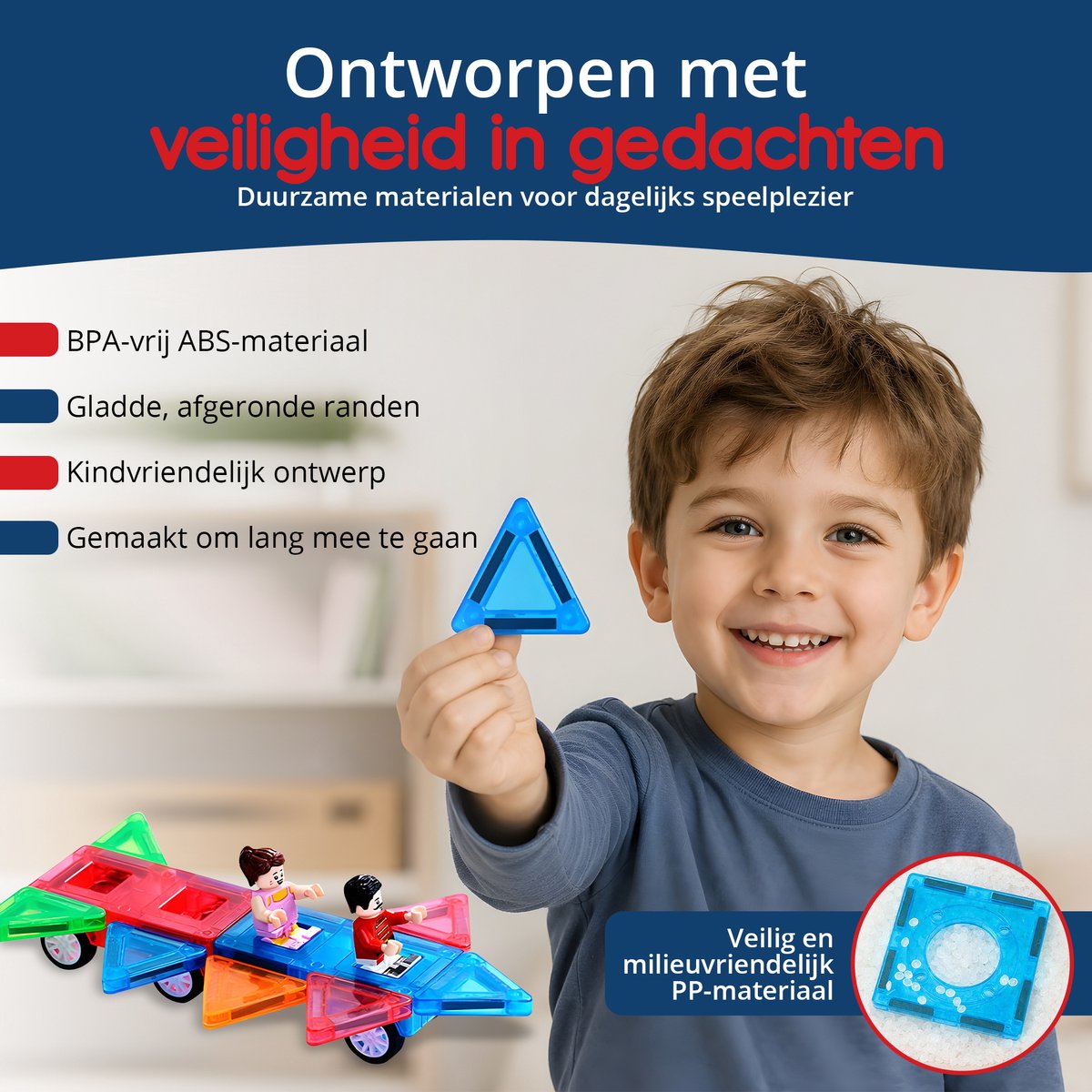 GOUDHARD® Magnetic Tiles - Magna Tiles Travel Set - Racebaan - 68 stuks - Magnetisch Speelgoed - Constructiespeelgoed - Educatief & Montessori - Magnetische Tegels - Bouwstenen - Mini - Inclusief Opbergdoos en 2 auto’s — cadeau in Spellen & Speelgoed - foto 6