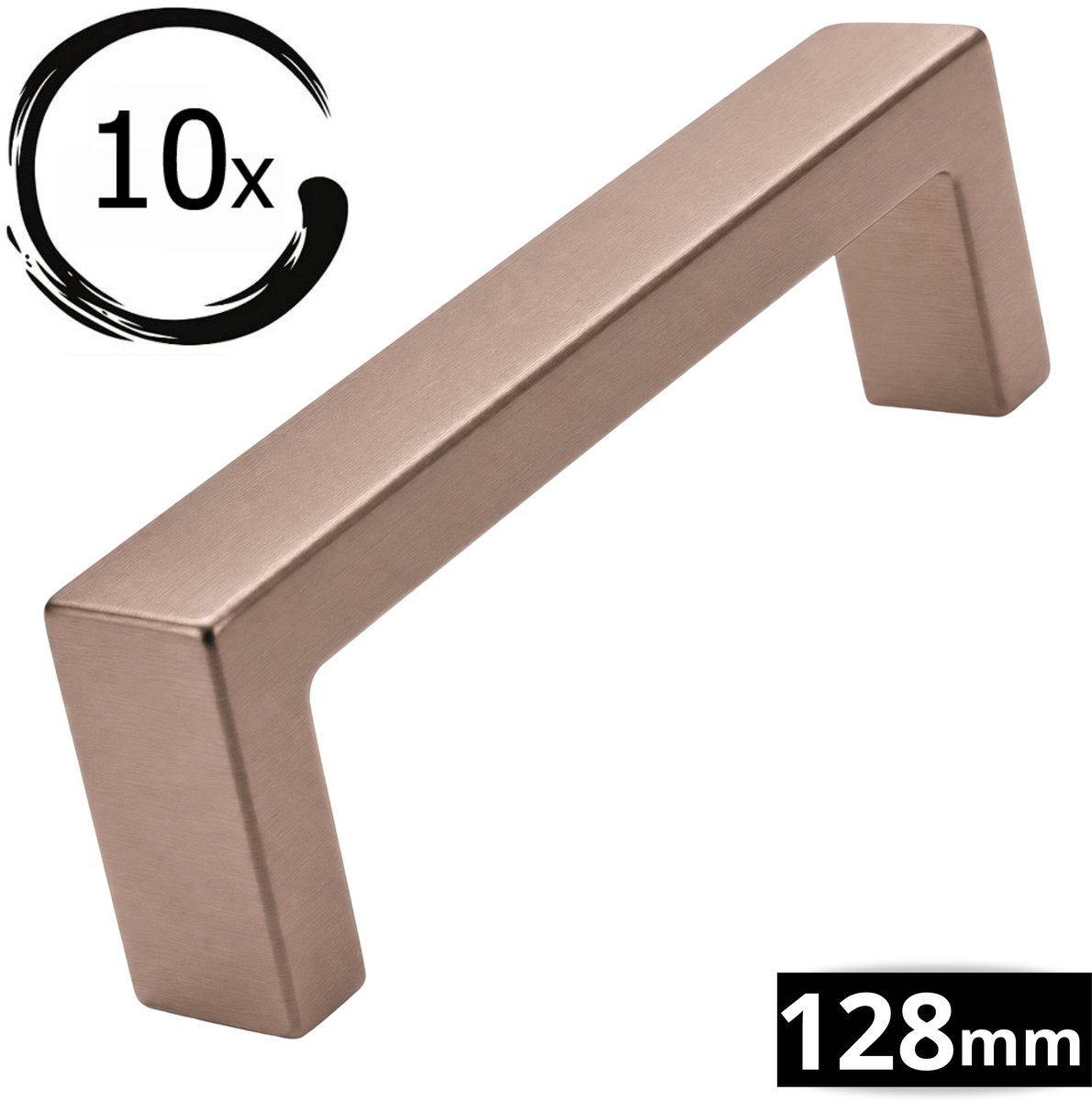 Handgreep 128mm RVS Rose Brons – Set 10 Stuks – Atlanta