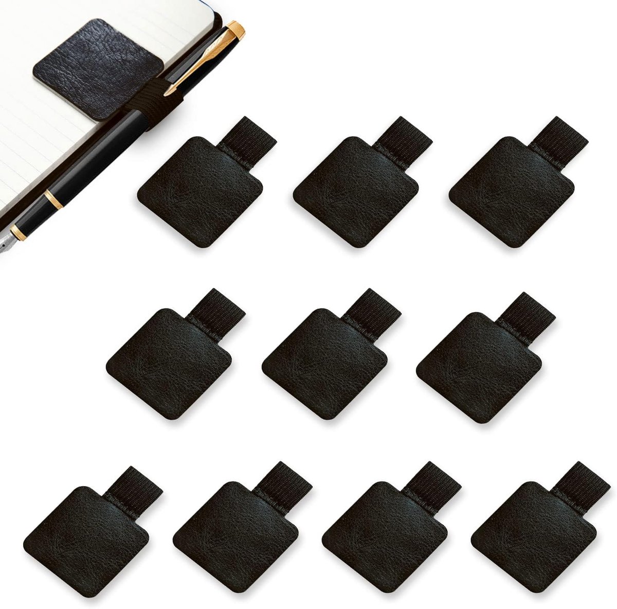 SnelShoppen - 10 Pack Pen Loops, Zelfklevende Pennenhouder, Elastische Ringen voor Notebooks, Agenda's, Kalenders, Zwart, Handig voor Thuis en Op Kant