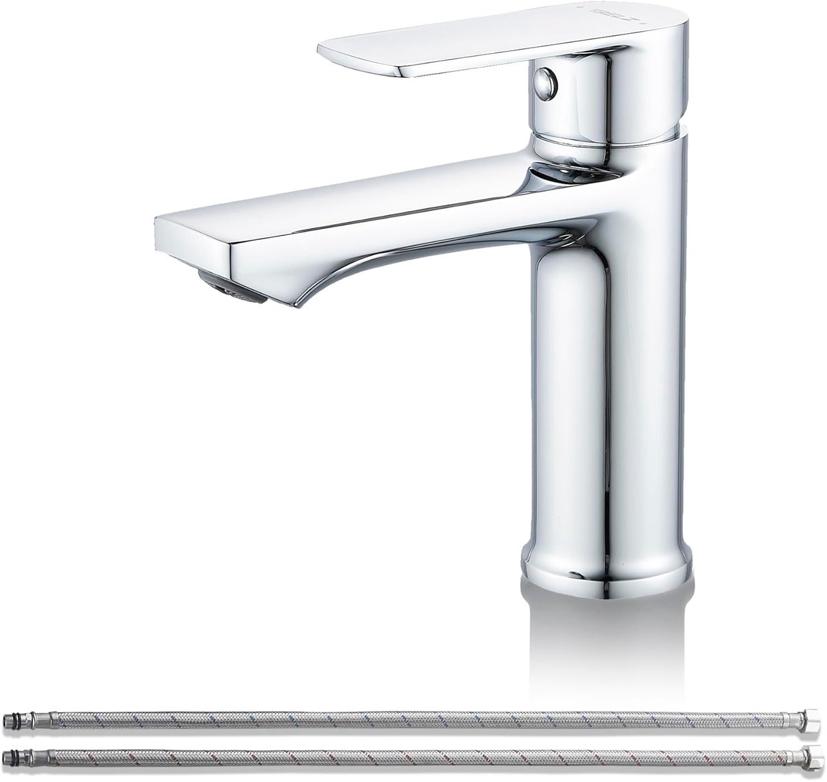 SnelShoppen - BASIN FAUCET Badkraan, Enkelvoudige Mengkraan, Hoogte 96mm, Energiezuinig, Chroom, Ideaal voor Badkamer