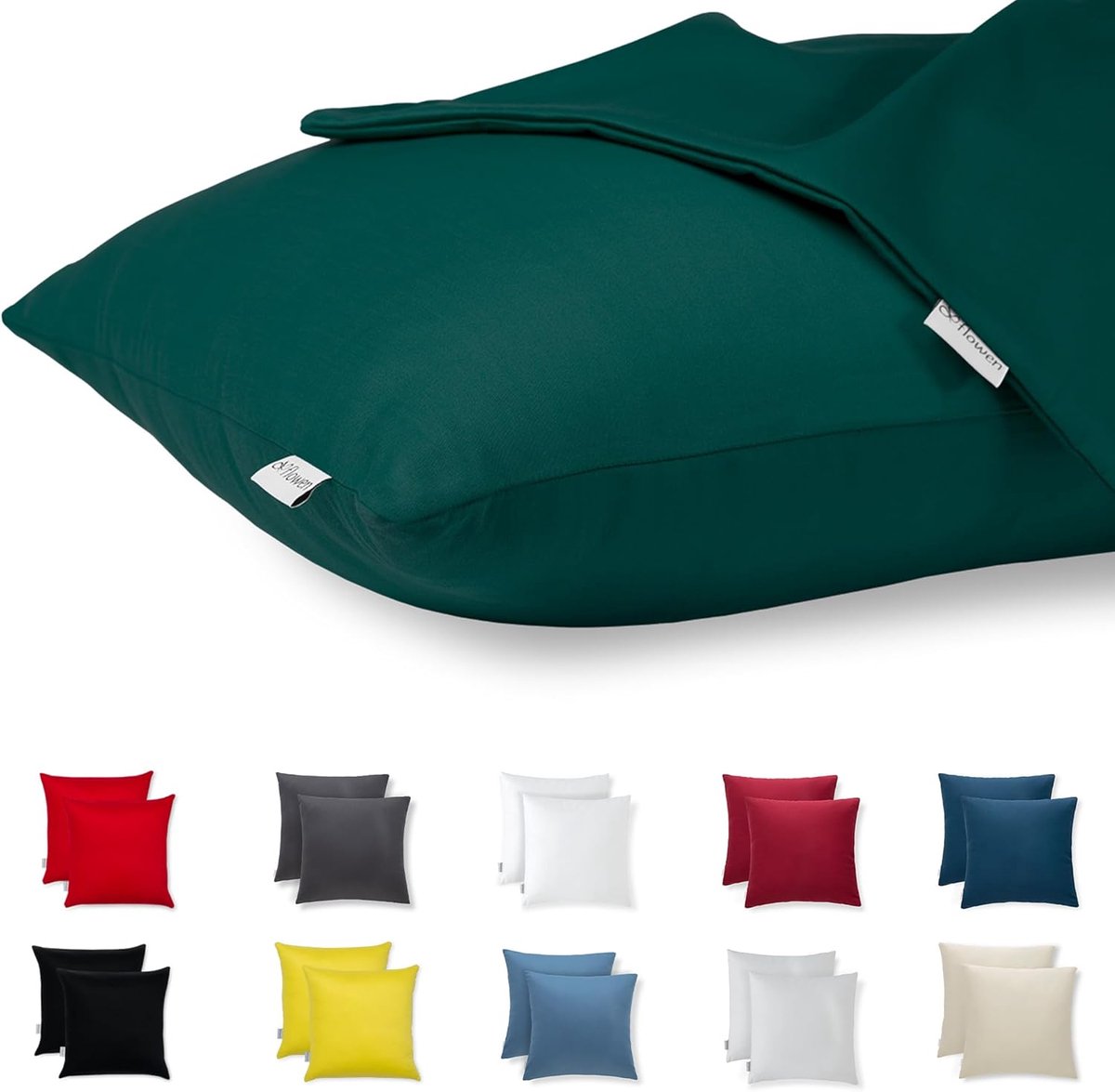 SnelShoppen - Set van 2 Premium Satin Katoenen Kussenhoezen 40 x 40 cm Super Zacht Hypoallergeen Anti-Mijt voor Sofa, Bed, Tuin en Buitenmeubelen