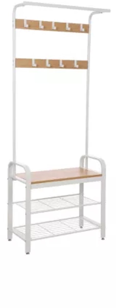 VASAGLE HSR40W Hall Helm Schoen Opbergpad Eiken en Crème 4-in-1 Multifunctioneel