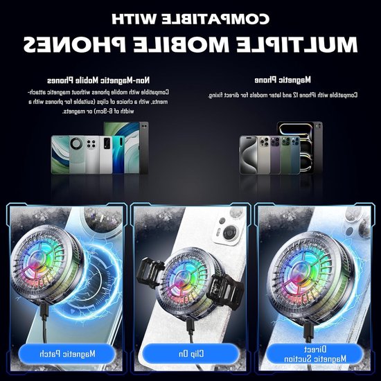 Halfgeleiderradiator voor mobiele telefoons, lichtgewicht en dun ontwerp, krachtige koeling, 3 instelbare standen, perfect voor gamers en intensieve app-gebruikers, optimale prestatie en gebruiksgemak — afbeelding 4