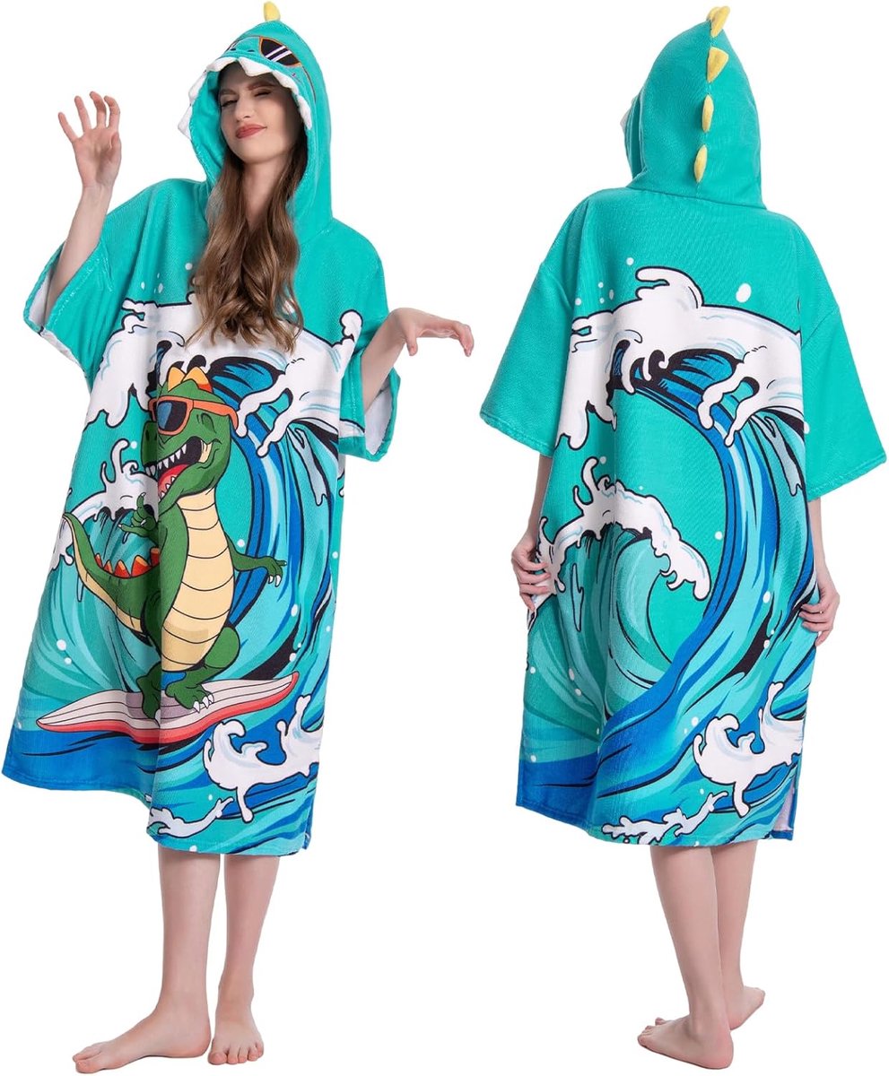 SnelShoppen - OLAOLA Veranderende Badjas Handdoek Poncho voor Volwassenen, Overmaat Soft Absorberende Sneldrogende Zwemstrand Handdoek met Kap en Zak,