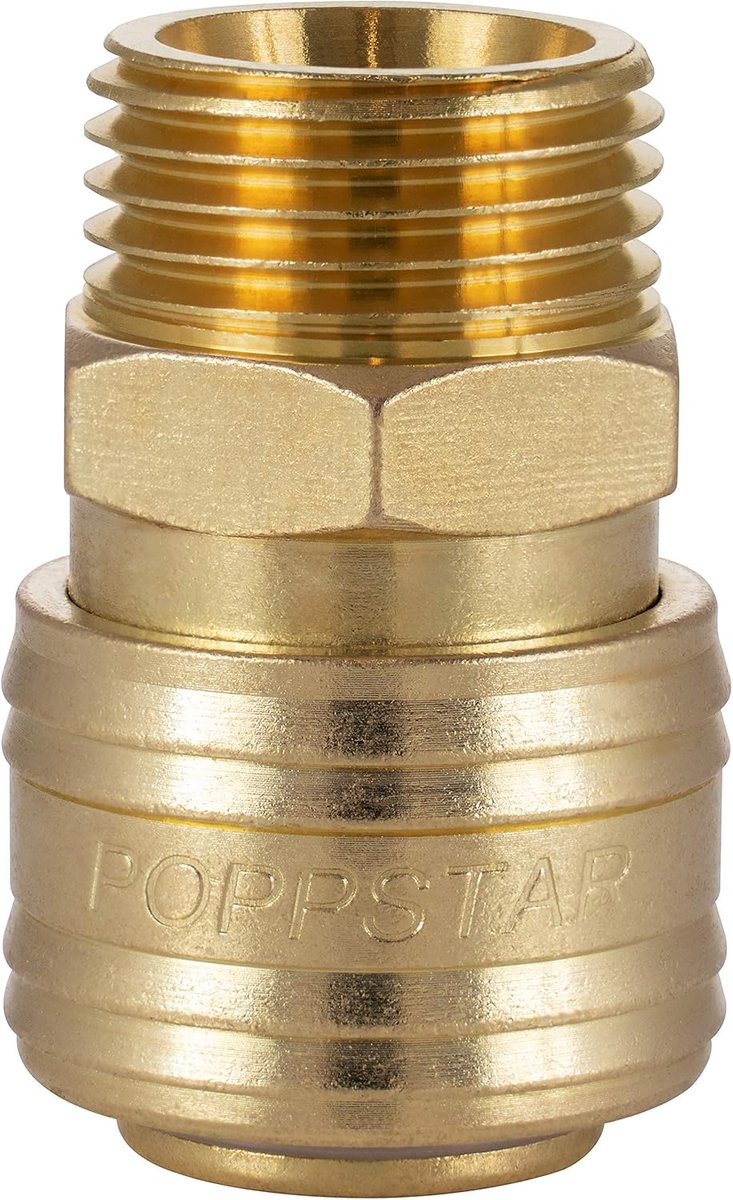 SnelShoppen - Poppstar Quick Coupling Compressed Air NW 7,2 - 1/2" Schroefdraad - Luchtcompressor Koppeling - Ergonomisch & Robuust - Voor Diverse Toe