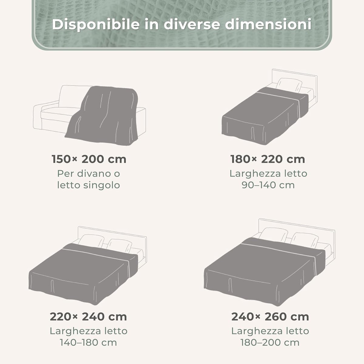 SnelShoppen - LAYNENBURG Bedspread 180 x 220 cm - Waffle Pique 100% Katoen - Lichte Zomerdeken - Zachte Katoenen Dekens voor Bed en Sofa - Luchtig (Cr