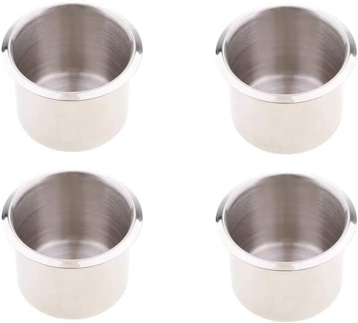 SnelShoppen - Universele RVS Cup Holders voor Boot, Motorhome, Poker Tafel, Sofa, 68 x 55 mm, Set van 4, Corrosiebestendig, Makkelijk Schoon te Maken
