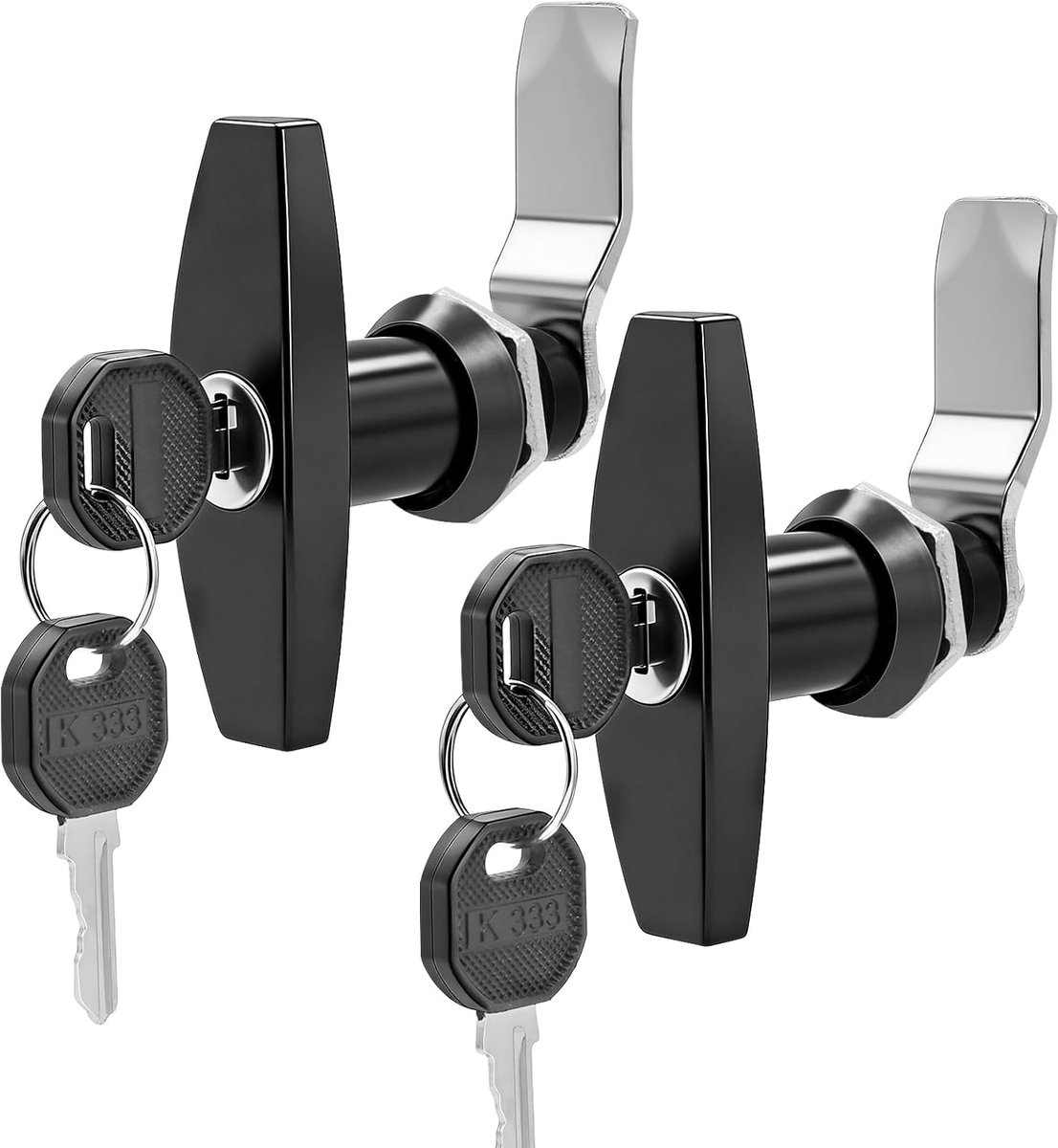 SnelShoppen - 2Pcs Caravan Lock T-Handle Lock Kit met Sleutels voor Achterdeur Garage, Swivel Leash en Kast Slot voor Tent, Marine Boot - Zinklegering