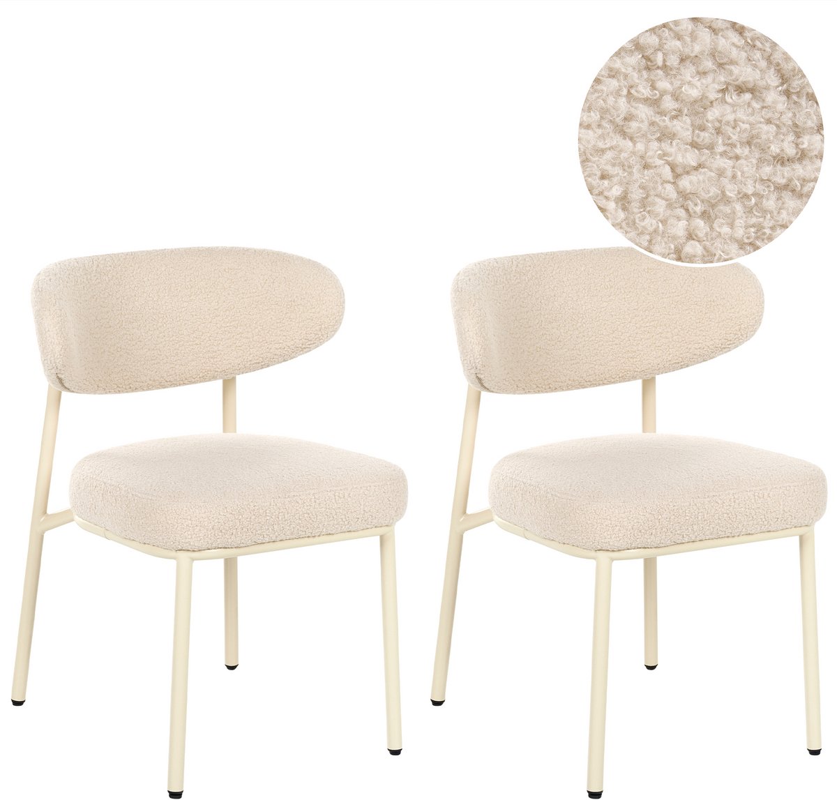 UNITY - Set van 2 eetkamerstoelen - Lichtbeige - Bouclé