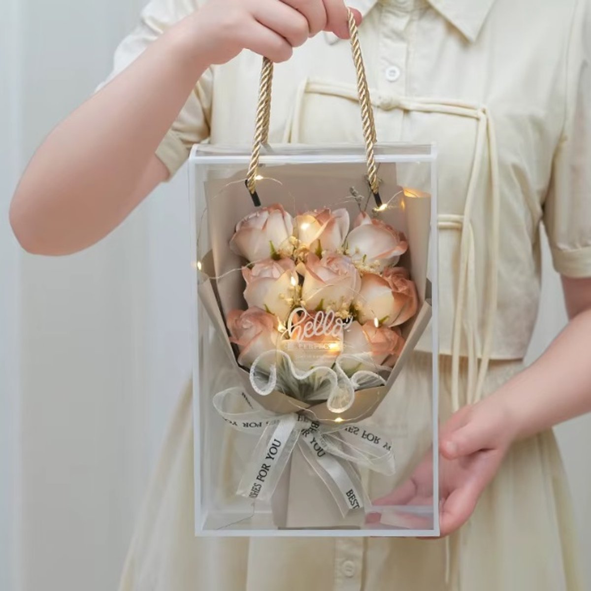 ZEEP Bloemen geschenkverpakking best wishes inclusief verlichting